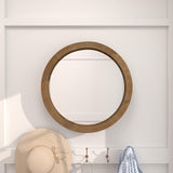 Wood Room Wall Mirror Entryway Mirror, Wall Mounted Mirror 24" x 3" x 24", Brown