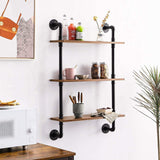 Industrial Pipe Shelf Bracket, 2 Tiers and 3 Tiers Retro Wall Mounted Floating Shelf