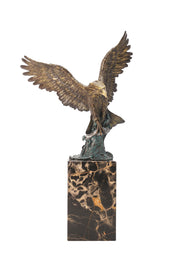 Bronze Sculpture – Handmade Bronze Statue of Predator Eagle, American Classic Art Deco