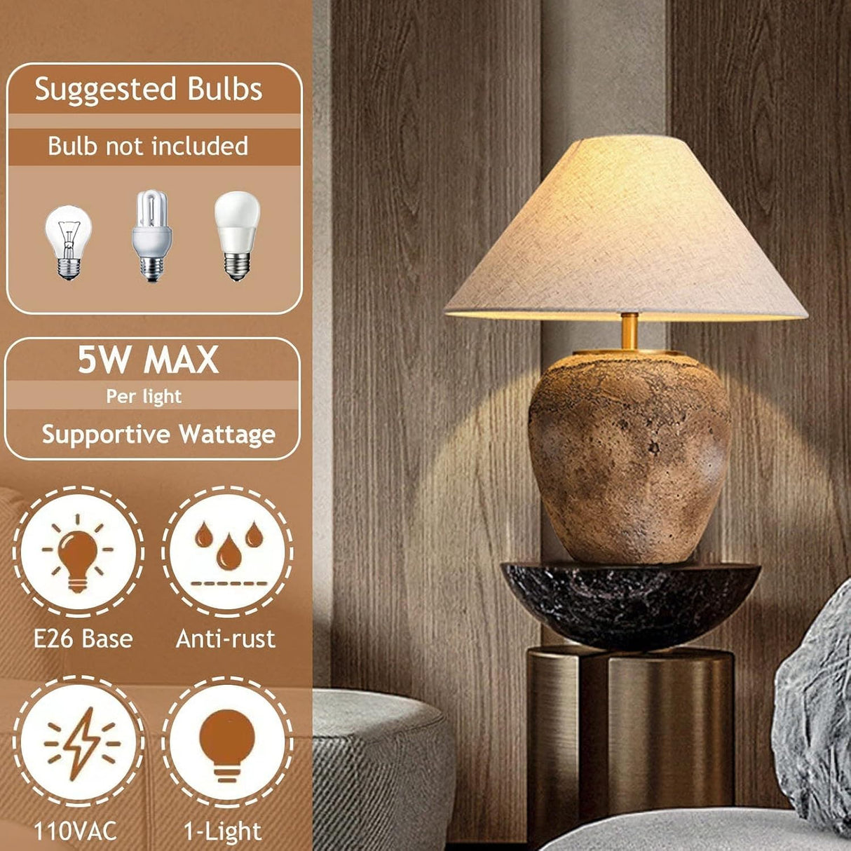 Rustic Farmhouse Clay Pot Table Lamps 19.6" Tall Ceramic Table Lamp, American Southwestern Textured Ceramic Lamp Body with White Textured Shade Bedside Table Lamp for Living Room Bedroom Office