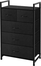 Life Concept Storage Dresser Furniture Unit - Large Standing Organizer Chest for Bedroom, Office, Living Room, and Closet - 5 Drawers Removable Fabric Bins - Coffee