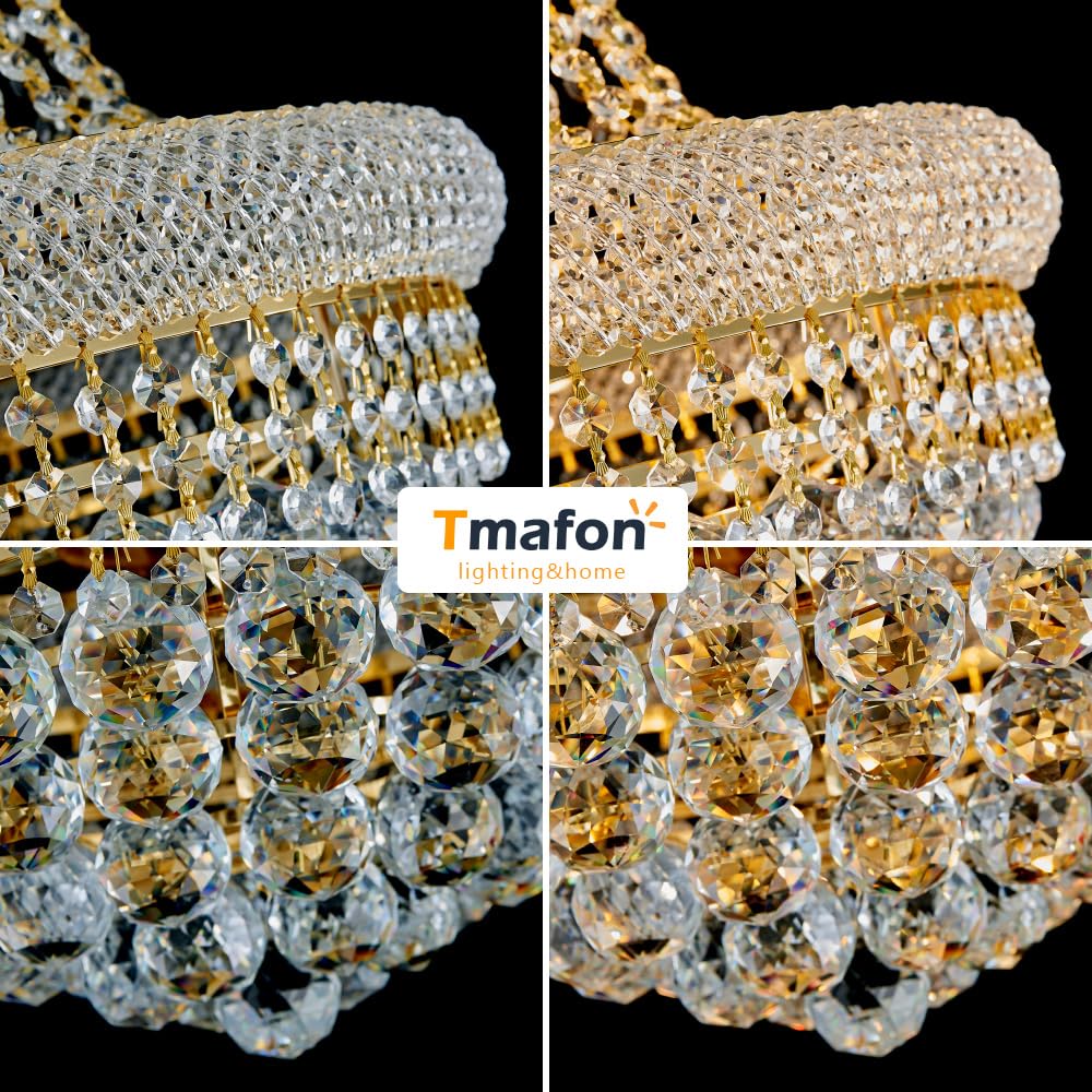 Modern Gold Crystal Chandelier Lights - Diameter 18" Ceiling Haning Chandeliers