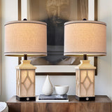 23.5" Touch Table Lamps Set of 2 Farmhouse Bedside Lamps