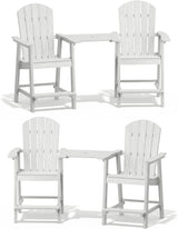 Balcony Chair, Tall Adirondack Chair Set of 2 with Connecting Tray,