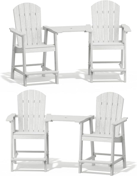 Balcony Chair, Tall Adirondack Chair Set of 2 with Connecting Tray,