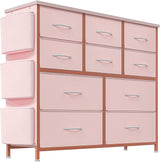 Bedroom, 10 Drawers Fabric Storage Drawer, Chest of Drawers for Bedroom with Hooks,