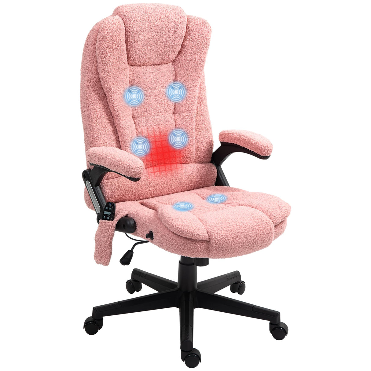 6-Point Vibrating Massage Office Chair with Heat - Pink Velvet