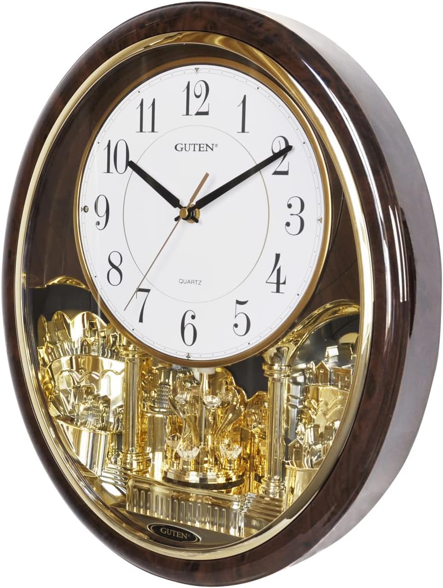 YUNTIMESS Melody & Chime Motion Wall Clock with Rotating Pendulum, Decorative Wall Clock, for Home, Hotel, Library or Church Decor.