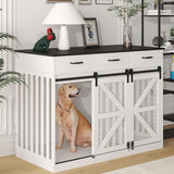 48" Double Dog Crate Furniture with Divider & Storage Drawers