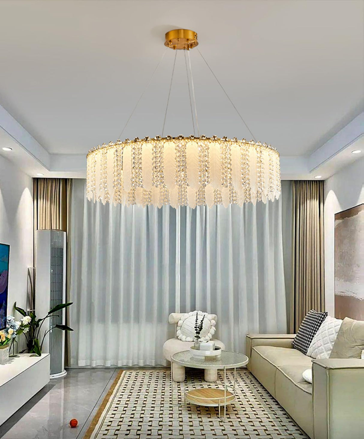 Gold Crystal Chandelier, Modern Chandelier Gold Pendant Lighting Small Round