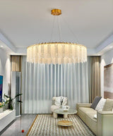 Gold Crystal Chandelier, Modern Chandelier Gold Pendant Lighting Small Round