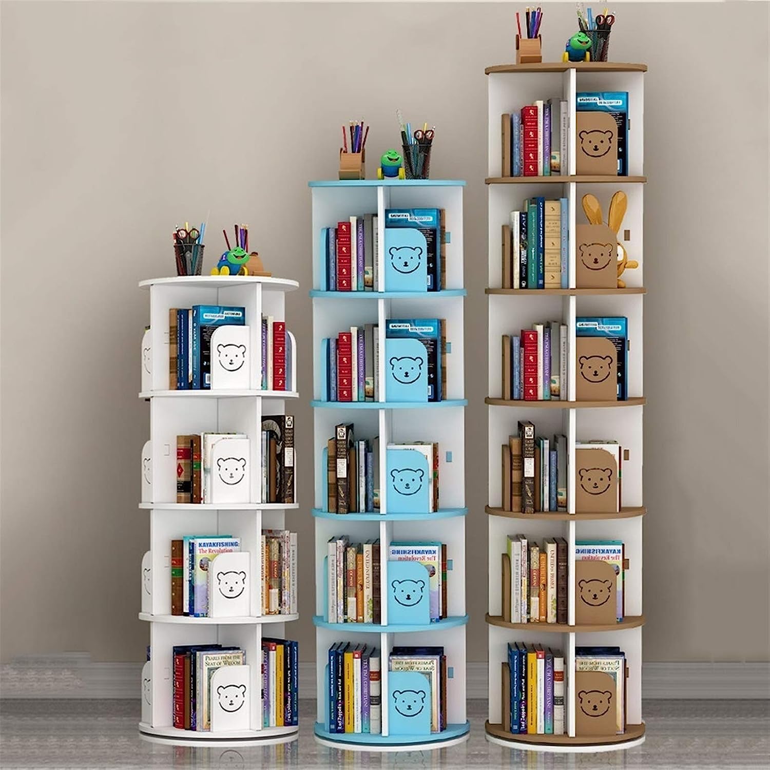 Bookcases 360° Rotating Bookshelf Large Floor Storage Rack Cultivate Interest in Reading