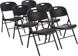 Foldable Portable Sturdy Folding Plastic Chair, 350-Pound Capacity, Black, 2-Pack