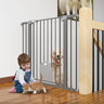 Auto Close Baby Gate with Small Cat Door, 29-43" Metal Cat Gate for Doorway, Stairs