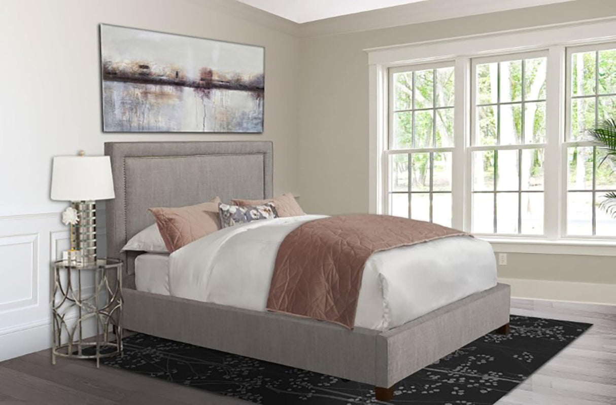 Traditional Fabric King Bed in Cork Taupe/Brown