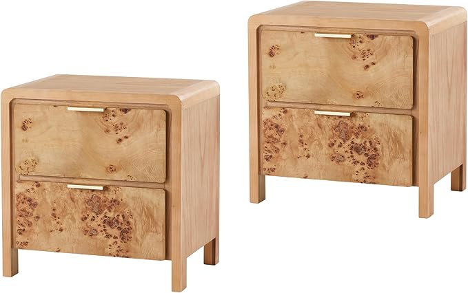 Farmhouse Nightstand with 3 Drawer, Distressed Wood Rustic Accent Dresser