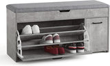 Seat Cushion, Shoe Bench with Hidden Storage Space and Flip-up Drawer for Hallway