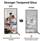 24x48 Black Bathroom Mirror - Shatterproof Tempered Glass Wall Mirror