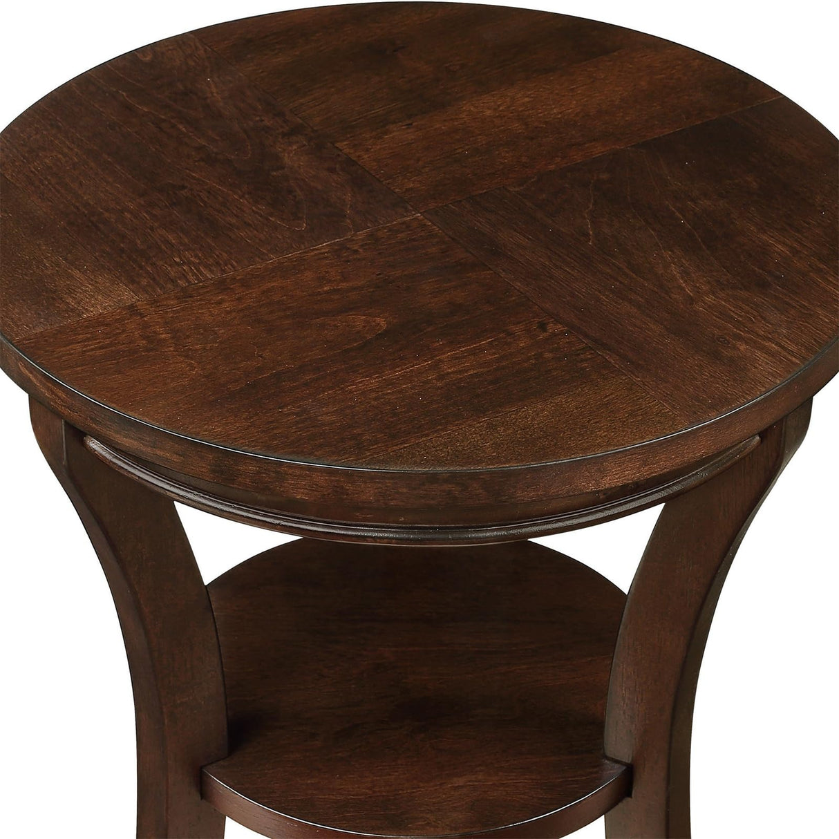 Round Solid Wood Coffee Table Side End Accent Table for Living Room Bedroom Office