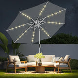 9ft Solar Patio Umbrella - Solar Lights LED Lighted Outdoor Aluminum