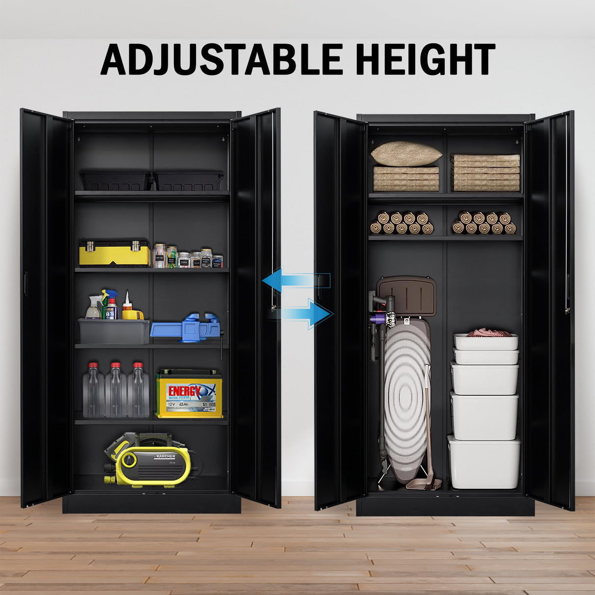 Metal Storage Cabinet, Locking Cabinet with Adjustable Shelves