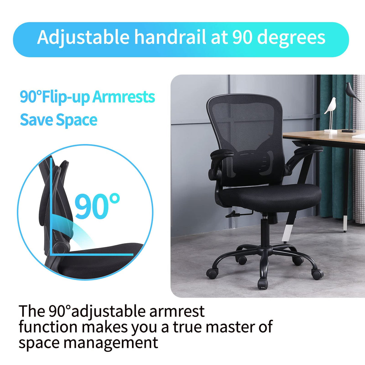 Ergonomic Office Desk Chair Breathable Mesh Swivel Computer Chair, Lumbar