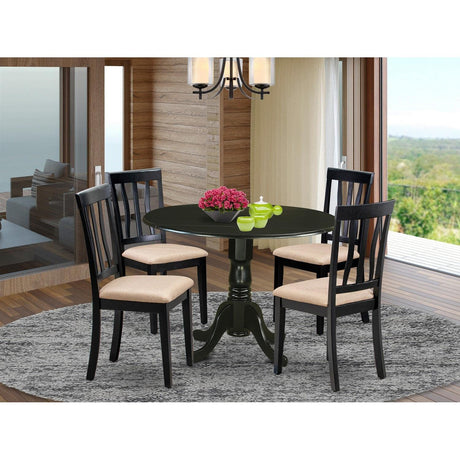 DLAN5-BLK-C 5 Piece Dining Room Table Set Includes a Round Kitchen Table