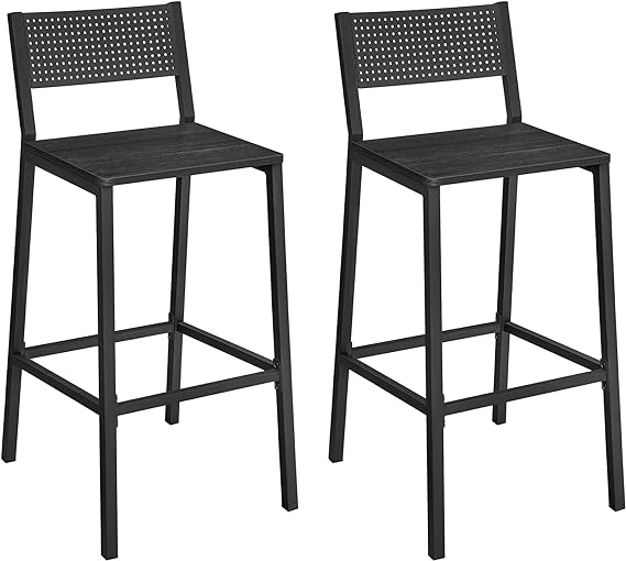 Bar Stools, Set of 2 PU Upholstered Breakfast Stools, 29.7 Inches Barstools