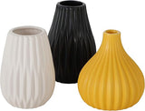 Iconic Scandi Ripple Vases, Set of 2, Bold Pop Yellow, Smooth Glazed