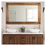 Rustic Wooden Framed Wall Mirror, Natural Wood Bathroom Vanity Mirror Compatible