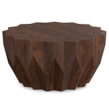 Turnbull Solid Mango Wood 34 inch Wide Polygon Contemporary Coffee Table in Walnut