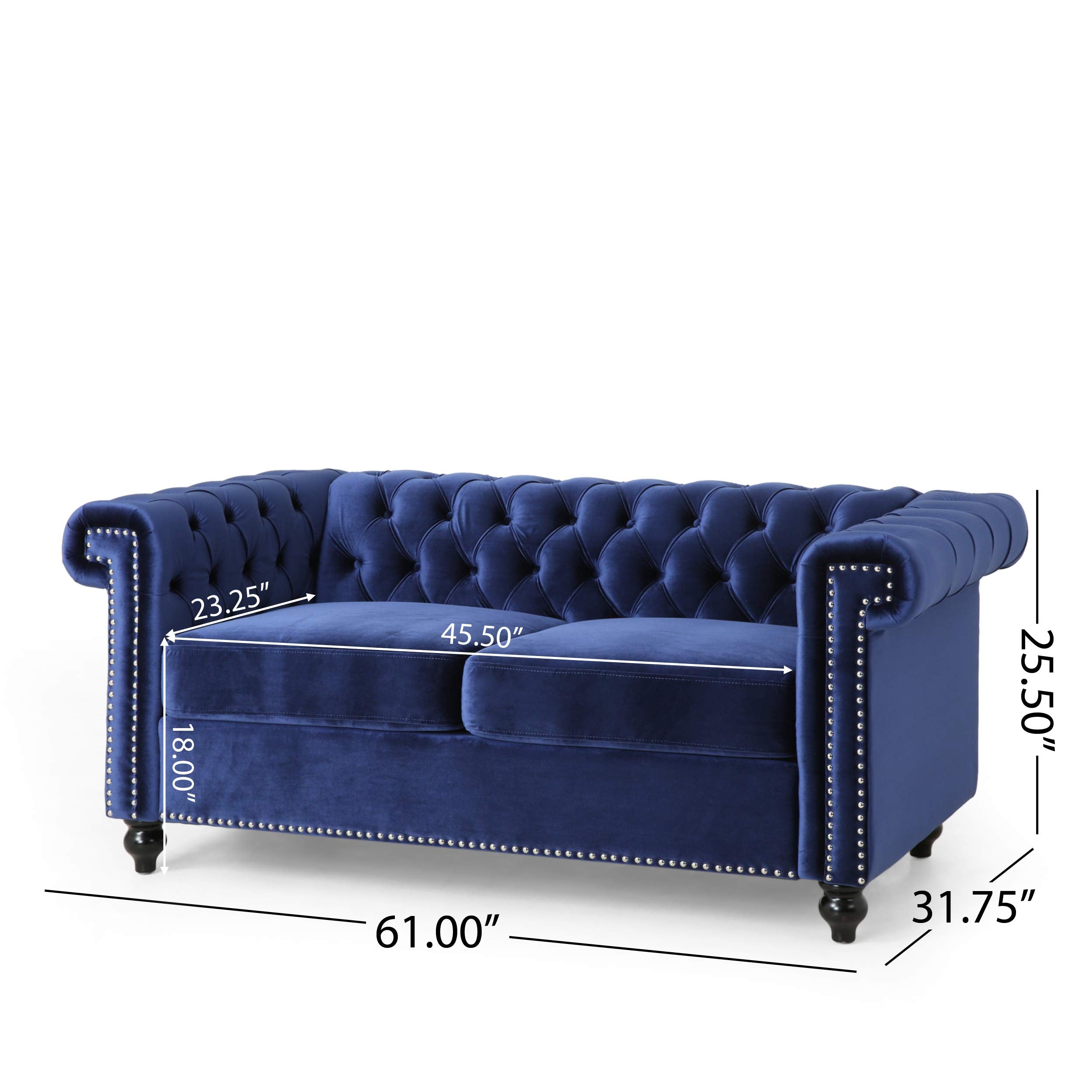 Christopher Knight Home Brinkhaven Love Seats, Midnight Blue + Dark Brown