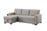 Shaped Corner Sleeper Sectional Sofa Modern Linen Upholstered Convertible Sofabed