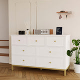 Modern 7 Drawer Dresser for Bedroom，55 “ Wood Dresser Tall Chest of Drawers