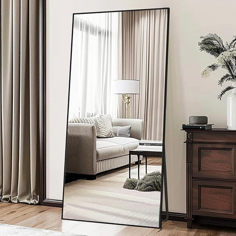 Full Length Mirror, 76"x34" Gold Oversized Tempered Floor Mirrors with Stand