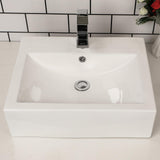 21"x16" Rectangle Bathroom Vessel Sink Wallmount Porcelain Ceramic White Vanity