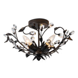 Vintage Crystal Ceiling Light Fixture - 4-Light Black Flush Mount