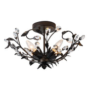 Vintage Crystal Ceiling Light Fixture - 4-Light Black Flush Mount