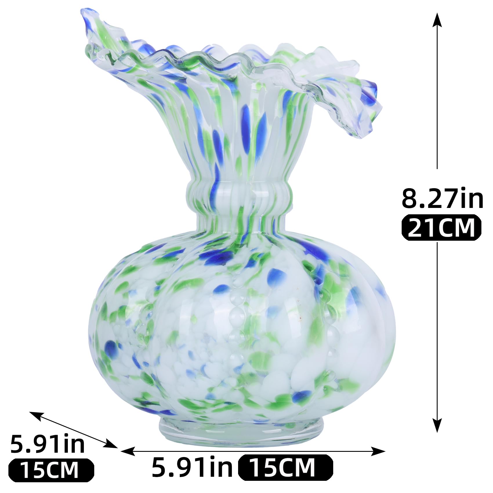 Handcrafted 9.45" H Blown Glass Bubble Vase