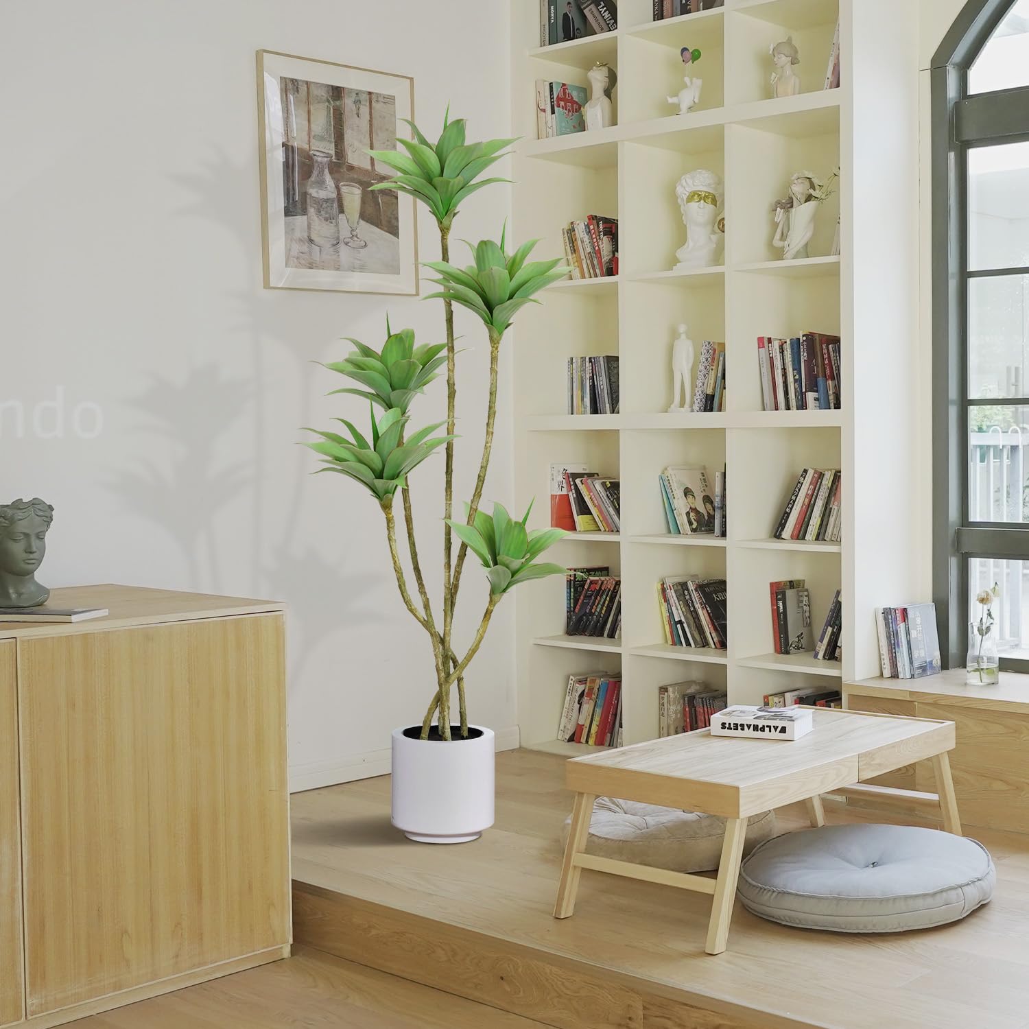 Artificial Trees 5.1 Ft Water Lilies with 5 Heads Potted Faux Floor Plants for Living Room Decor Fake Silk Plants for Home Decor
