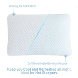 Shredded Memory Foam Cooling Soft Pillows King Size Set of 2, Adjustable Hypoallergenic Hotel Quality Bed Pillow for Side, Back and Stomach Sleeper, Bamboo Viscose Cover, Oeko-TEX Certified