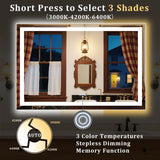 LED Bathroom Mirror 36x24 with Anti-Fog & Dimmable Lighting