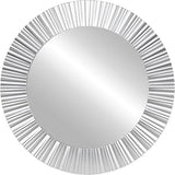 Contemporary Fluted Texture Decorative Round Wall Mirror, 20", White