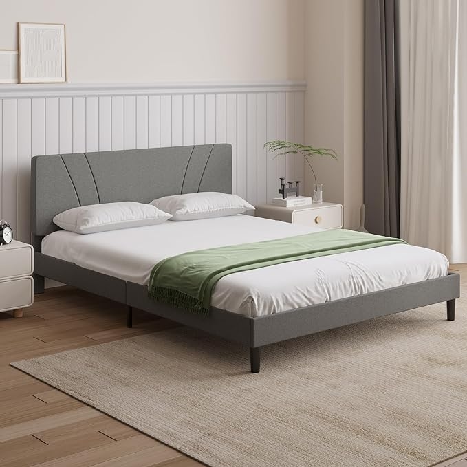 Queen Bed Frame with Headboard, Bed Frame Queen Size with Upholstered Headboard Platform Bed,