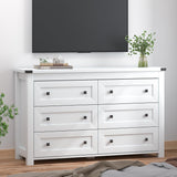 White 6 Drawers Dresser for Bedroom,Wood Farmhouse Storage Chest