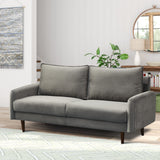 Velvet Sofa Mid-Century Modern Couch with Wooden Legs for Living Room - Grey