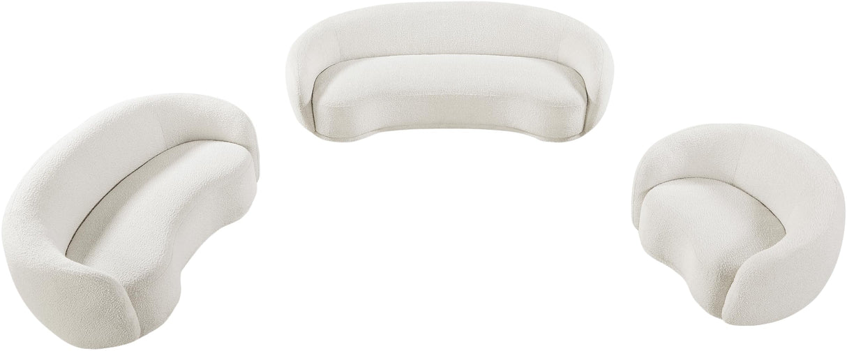 693Cream-L Hyde Collection Modern | Contemporary Boucle Fabric Upholstered Loveseat