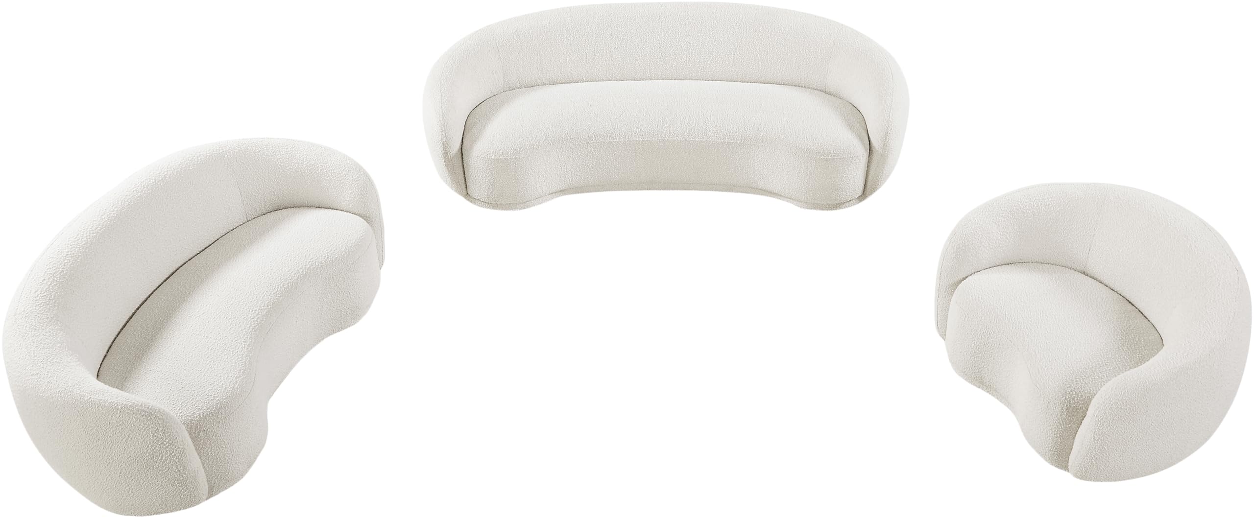 693Cream-L Hyde Collection Modern | Contemporary Boucle Fabric Upholstered Loveseat