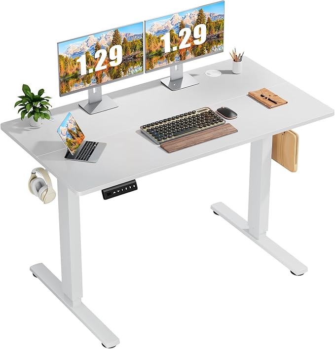 Adjustable Height, 63inch Electric Sit Stand up Desk for Home Office, Modern Rising Work Table for Computer Laptop, Lift Gaming Desk Sturdy Ergonomic Workstation, Rust Brown