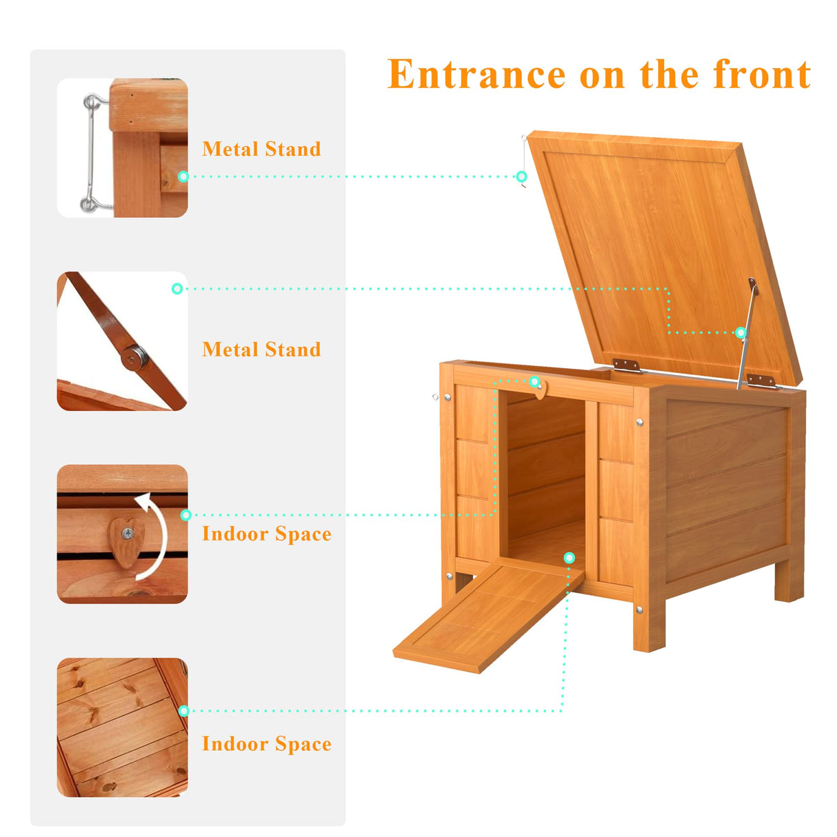 Wooden Rabbit Hutch Indoor and Outdoor, Weatherproof Cat House Hideout